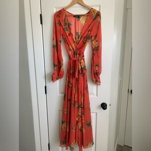 Dirty Ballerina Orange Floral Maxi Tie Dress